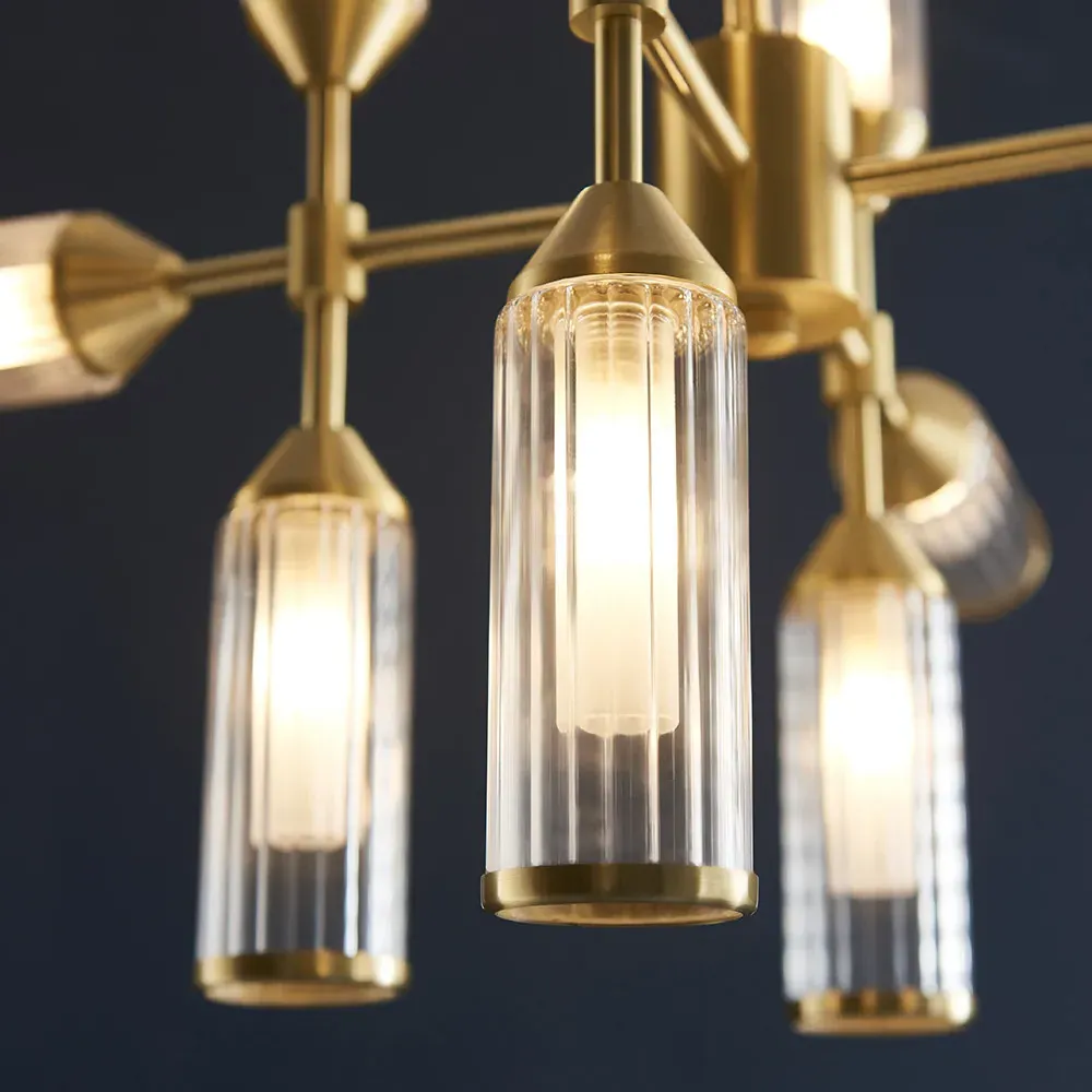 Trieste 12 Light Ceiling Pendant - Satin Brass, Frosted Glass