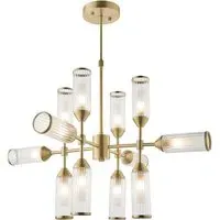 Trieste 12 Light Ceiling Pendant - Satin Brass, Frosted Glass