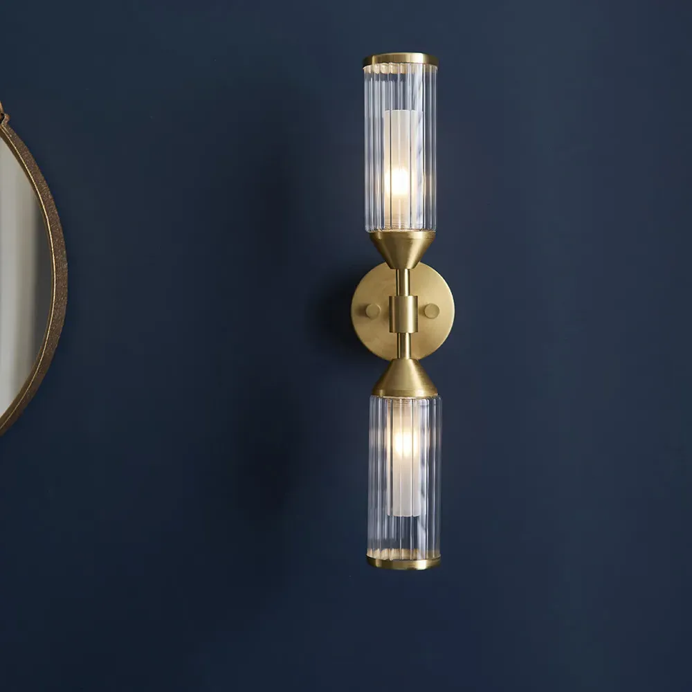 Trieste 2 Light Wall Lamp - Satin Brass, Frosted Glass