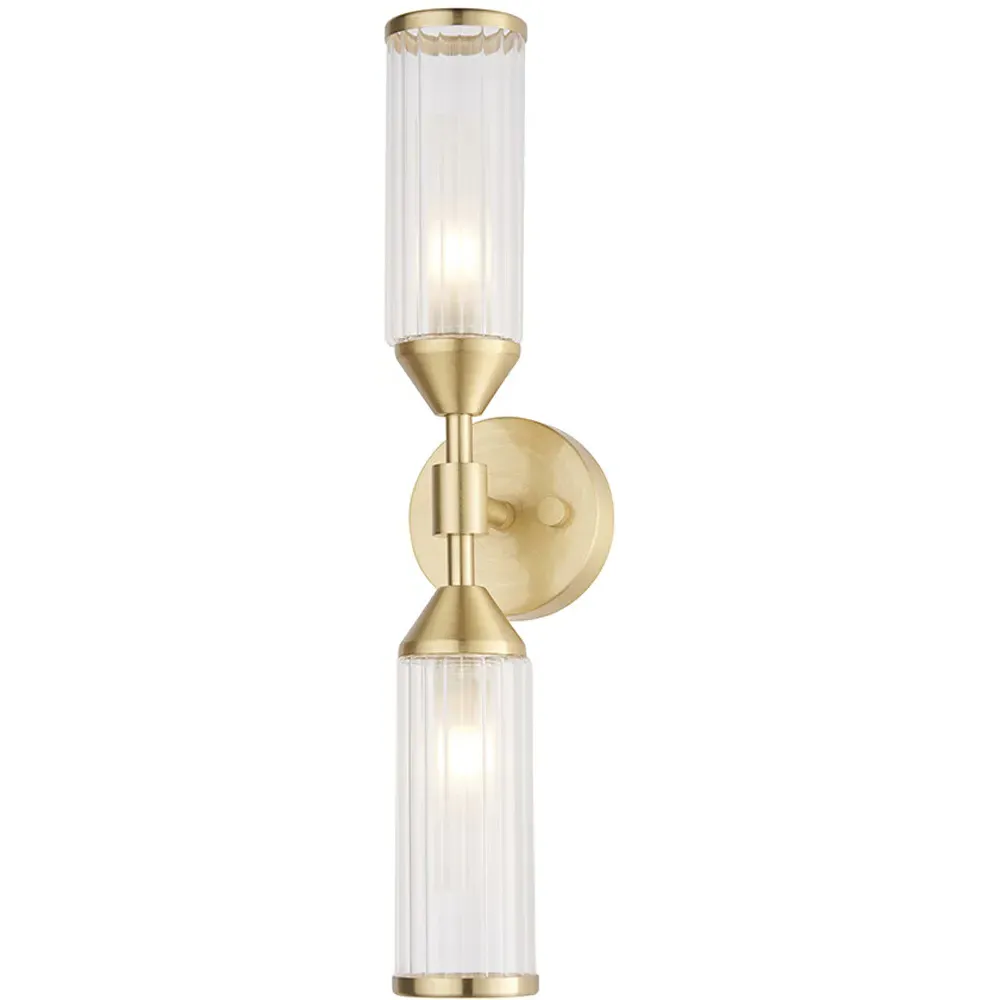 Trieste 2 Light Wall Lamp - Satin Brass, Frosted Glass