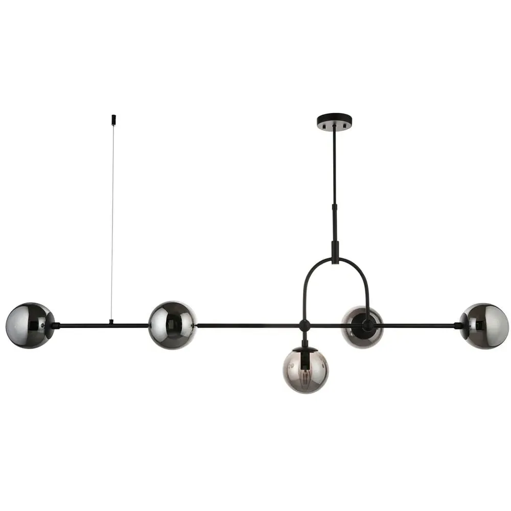 Trieste Bar Pendant Ceiling Light - Black, Smoked Mirror Glass
