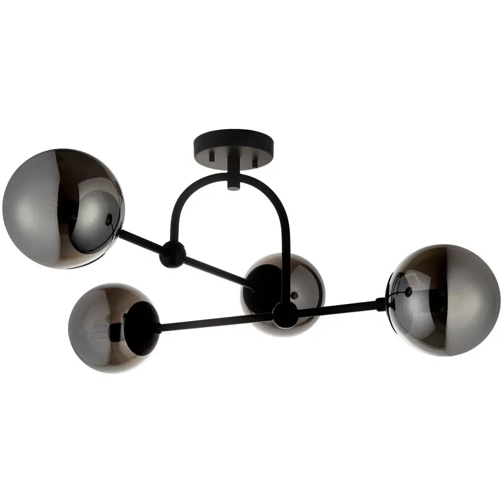 Trieste Globe Ceiling Light - Black, Smoked Mirror Glass