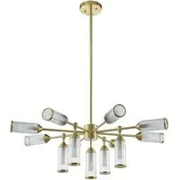 Trieste Multi Arm Pendant Ceiling Light with Frosted Glass - Satin Brass