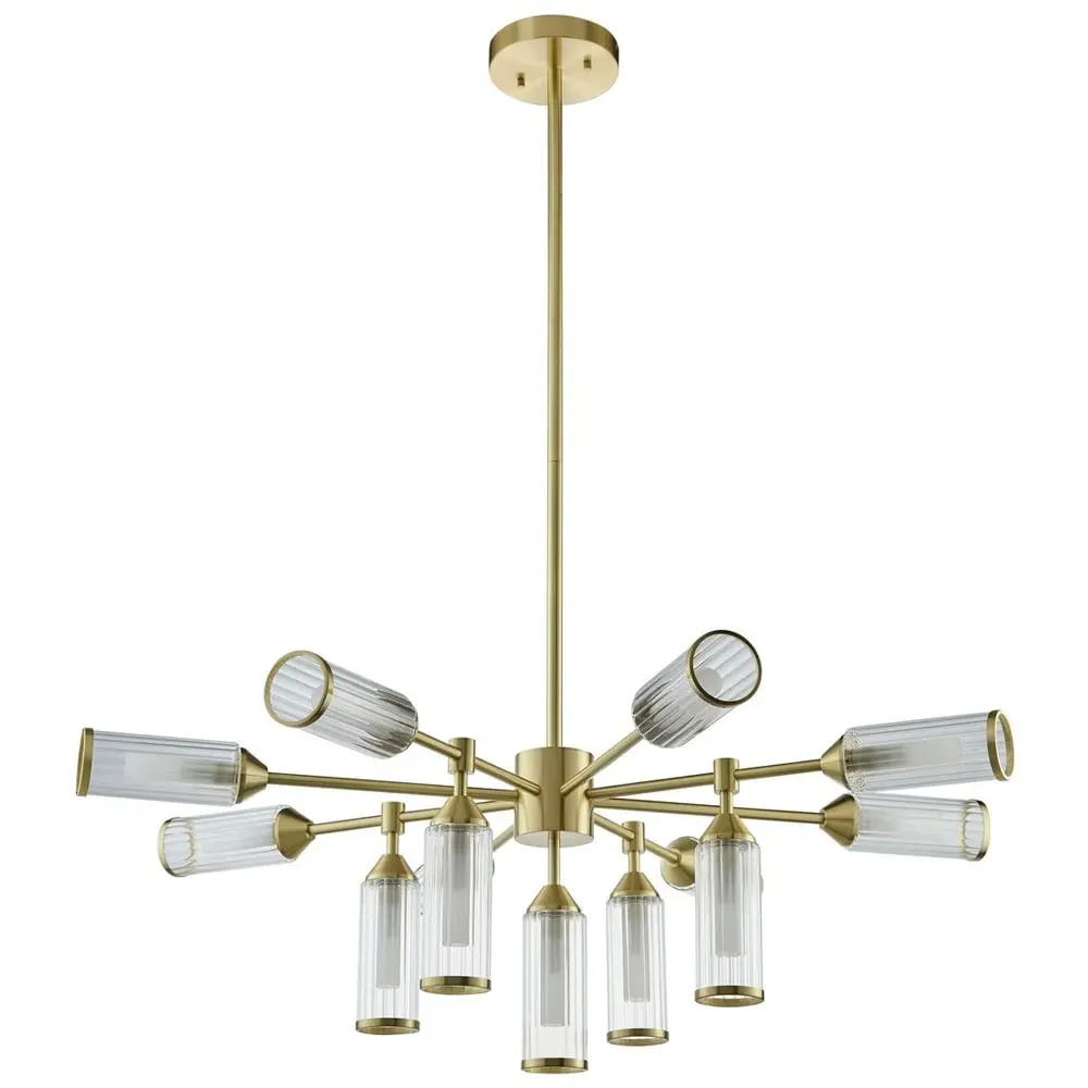 Trieste Multi Arm Pendant Ceiling Light with Frosted Glass - Satin Brass