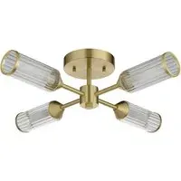 Trieste Multi Arm Semi Flush Ceiling Lamp - Satin Brass, Glass