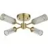 Trieste Multi Arm Semi Flush Ceiling Lamp - Satin Brass, Glass