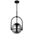 Trieste Single Globe Pendant Ceiling Light - Black, Smoked Mirror Glass