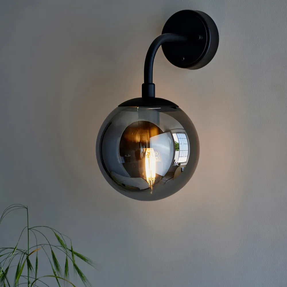 Trieste Wall Lamp - Black, Smoked Mirror Glass