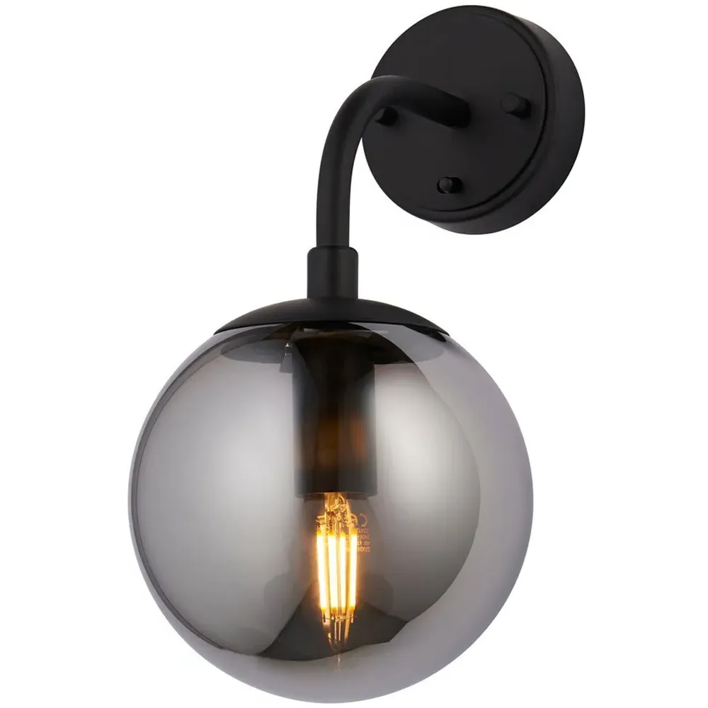 Trieste Wall Lamp - Black, Smoked Mirror Glass