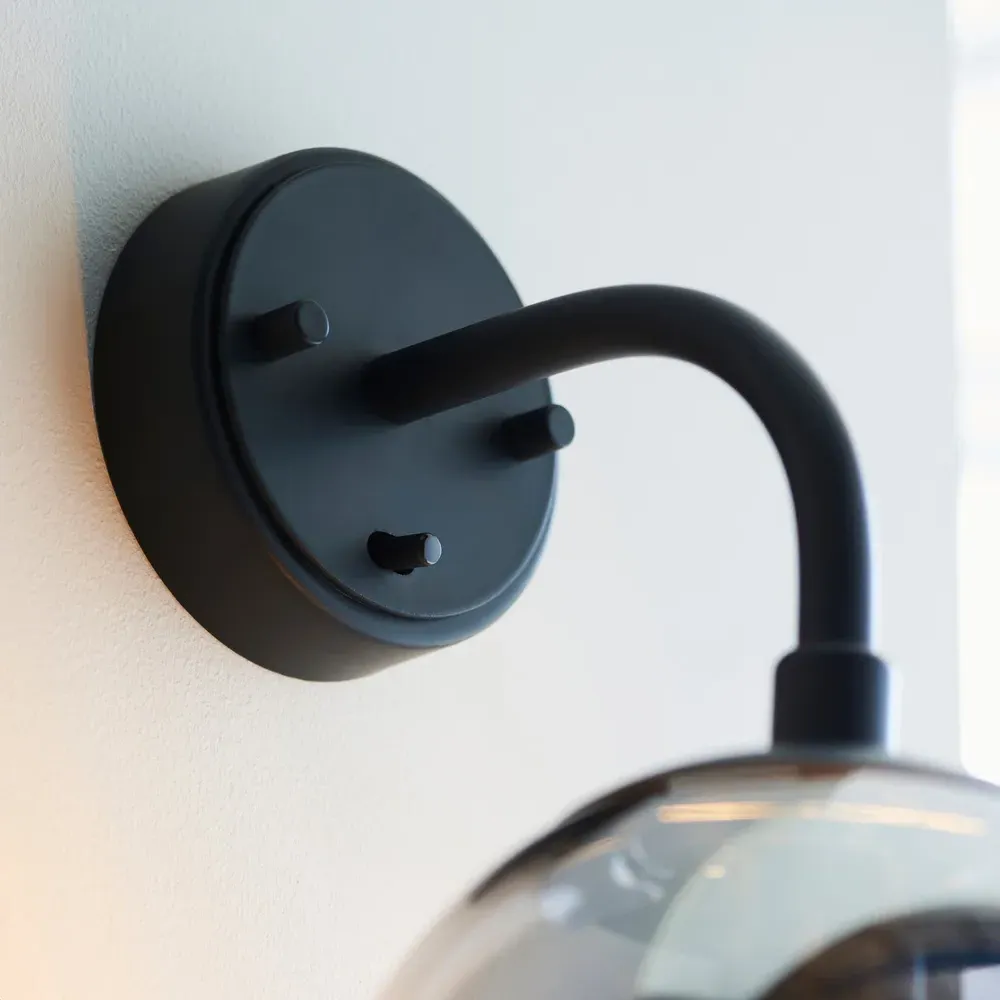 Trieste Wall Lamp - Black, Smoked Mirror Glass