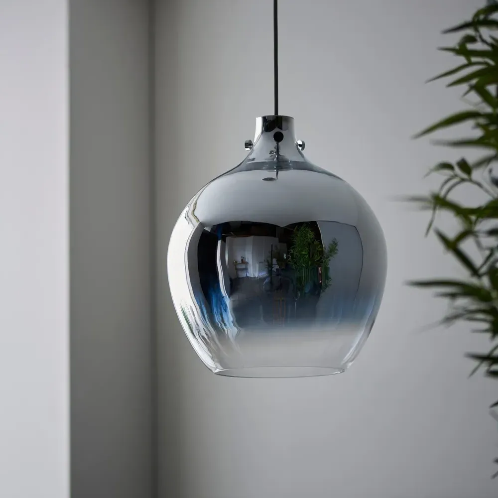 Udine Chrome Ombre Glass Pendant Light - Silver