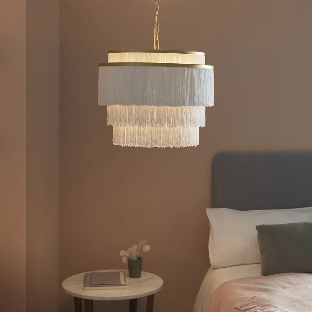 Varese 3 Light Pendant Ceiling Light - White, Matt Gold