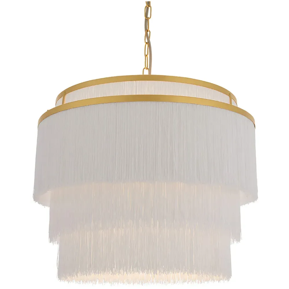 Varese 3 Light Pendant Ceiling Light - White, Matt Gold