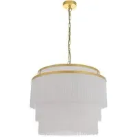 Varese 3 Light Pendant Ceiling Light - White, Matt Gold