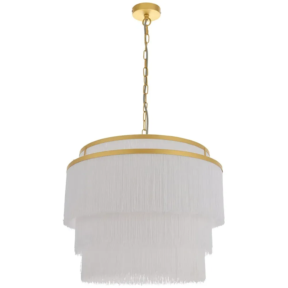 Varese 3 Light Pendant Ceiling Light - White, Matt Gold