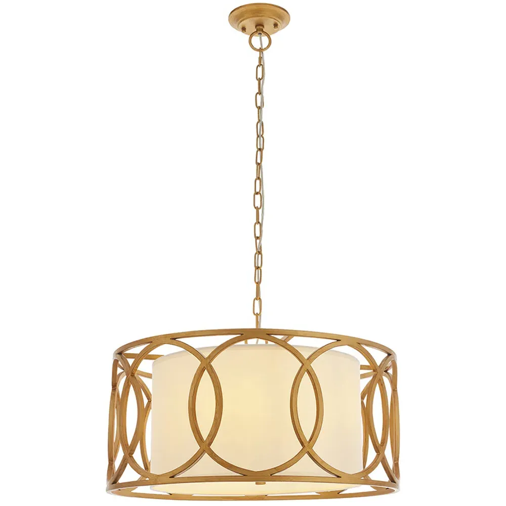 Varese 4 Light Pendant Ceiling Light - White, Brushed Gold