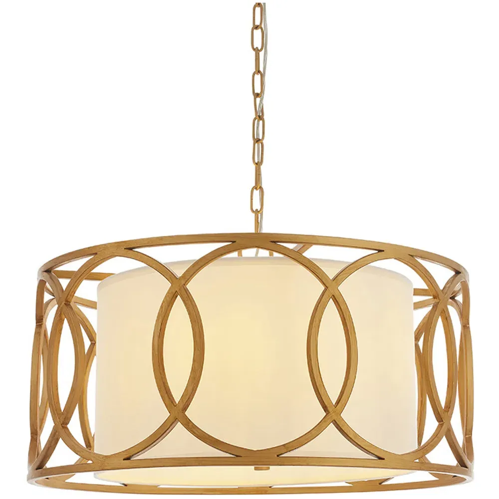 Varese 4 Light Pendant Ceiling Light - White, Brushed Gold
