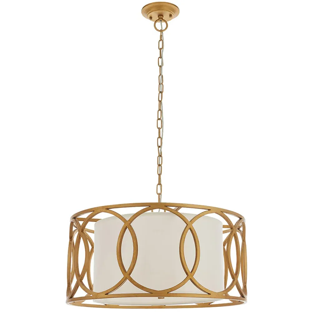 Varese 4 Light Pendant Ceiling Light - White, Brushed Gold