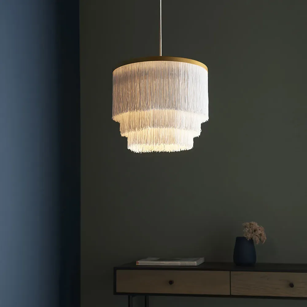 Varese Pendant Ceiling Light - White, Matt Gold