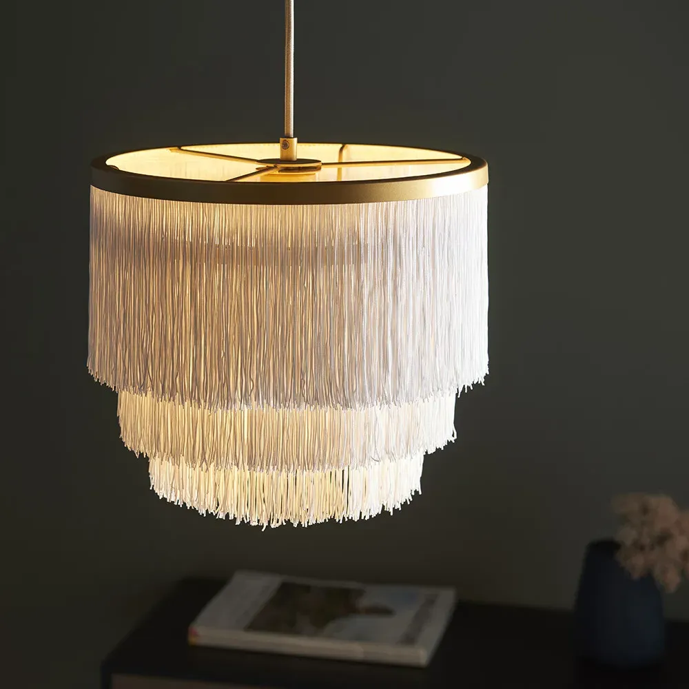 Varese Pendant Ceiling Light - White, Matt Gold