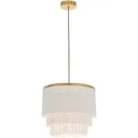 Varese Pendant Ceiling Light - White, Matt Gold