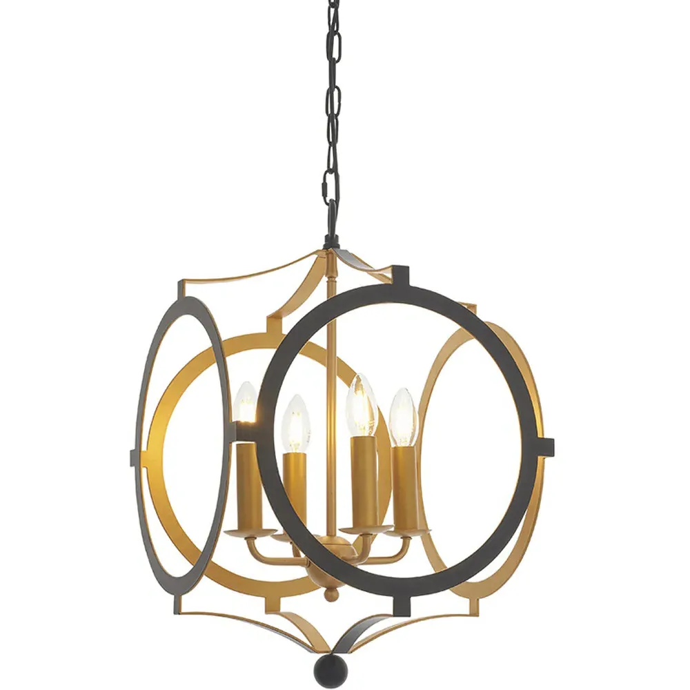 Vicenza 4 Light Pendant Ceiling Light - Black, Gold