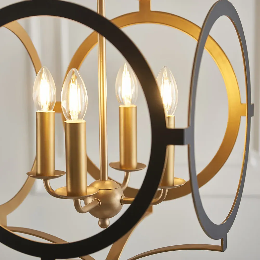 Vicenza 4 Light Pendant Ceiling Light - Black, Gold
