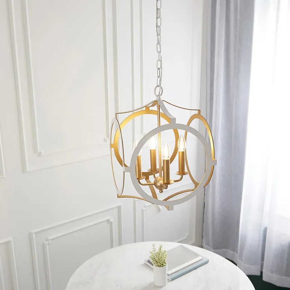 Vicenza 4 Light Pendant Ceiling Light - White, Gold