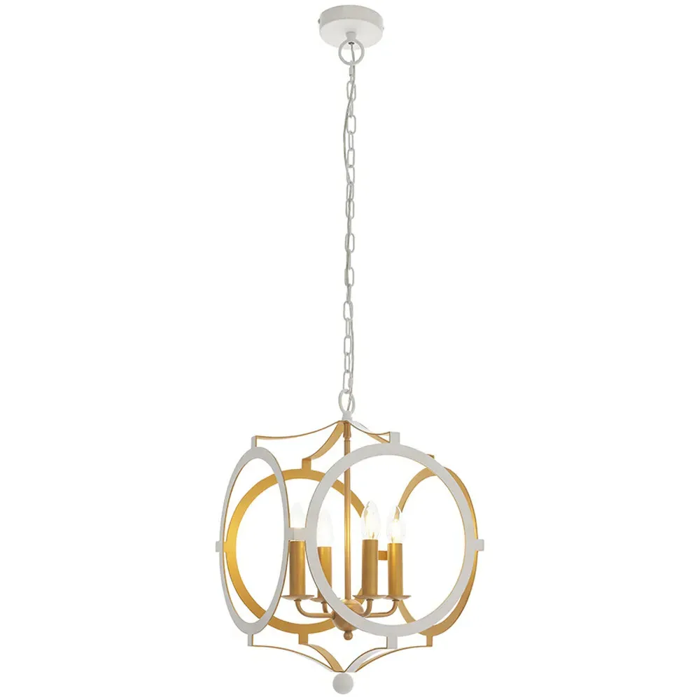 Vicenza 4 Light Pendant Ceiling Light - White, Gold