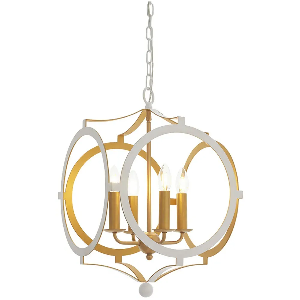 Vicenza 4 Light Pendant Ceiling Light - White, Gold