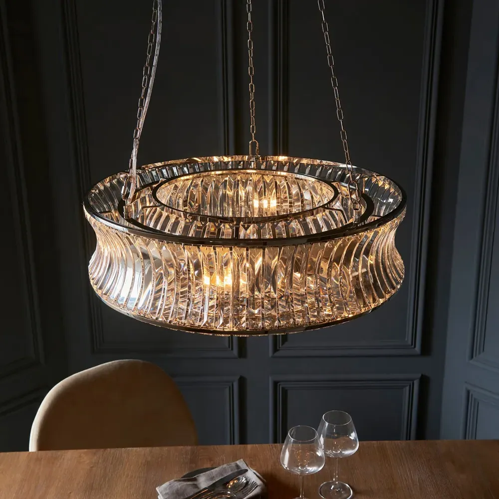 Vittoria Crystal Pendant Ceiling Light - Bright Nickel