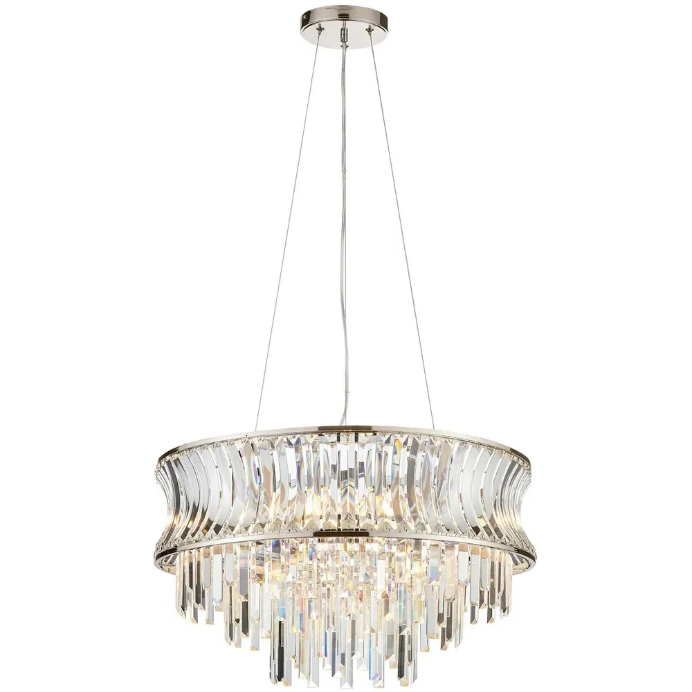 Vittoria Crystal Pendant Ceiling Light - Bright Nickel