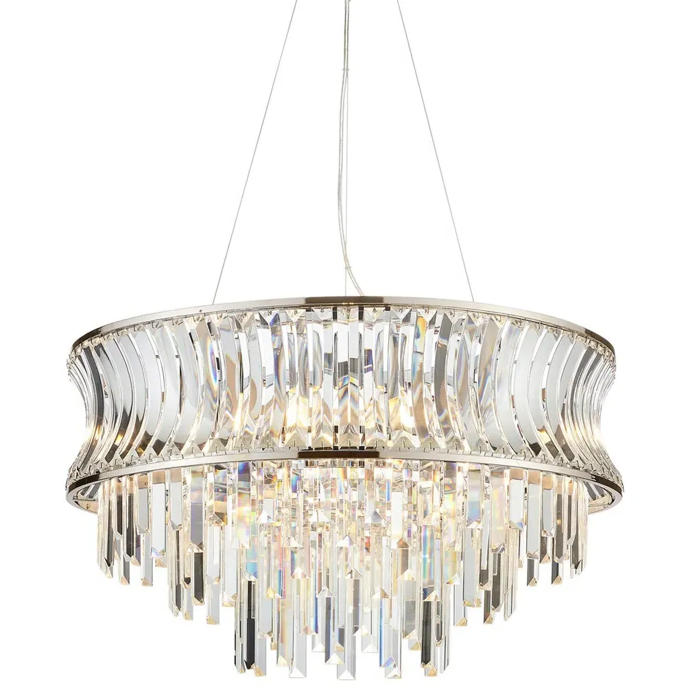 Vittoria Crystal Pendant Ceiling Light - Bright Nickel