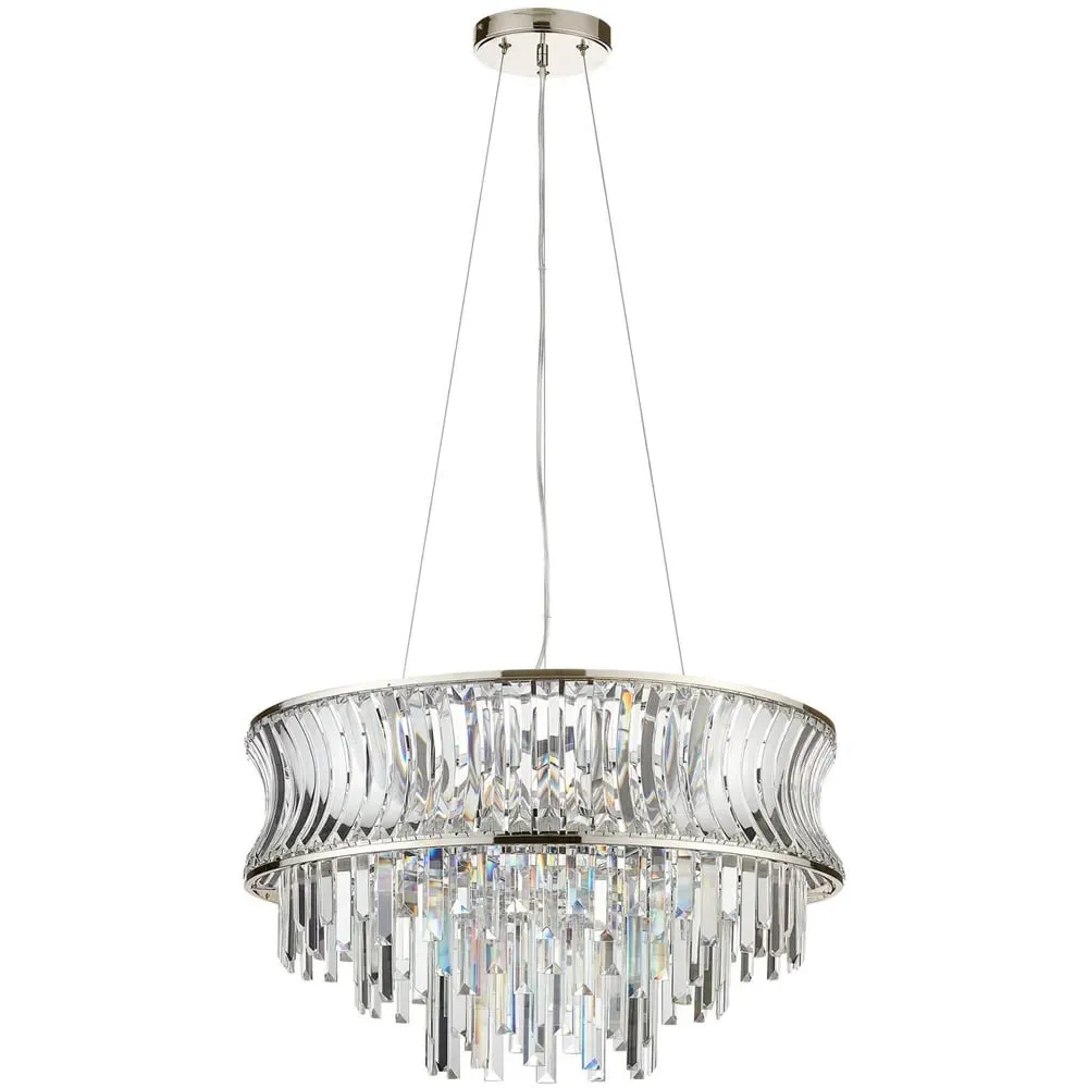 Vittoria Crystal Pendant Ceiling Light - Bright Nickel