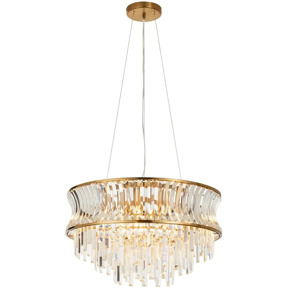 Vittoria Crystal Pendant Light - Warm Brass