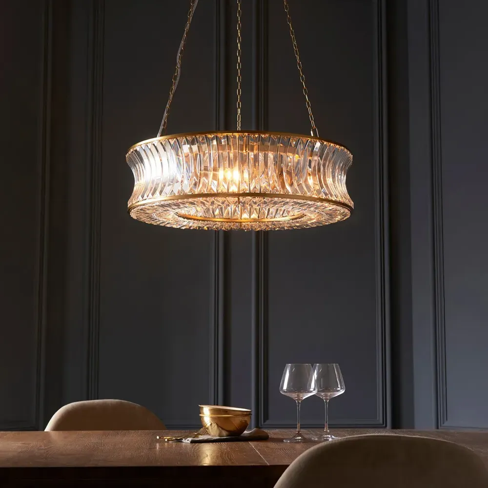 Vittoria Pendant Ceiling Light - Warm Brass, Clear Glass