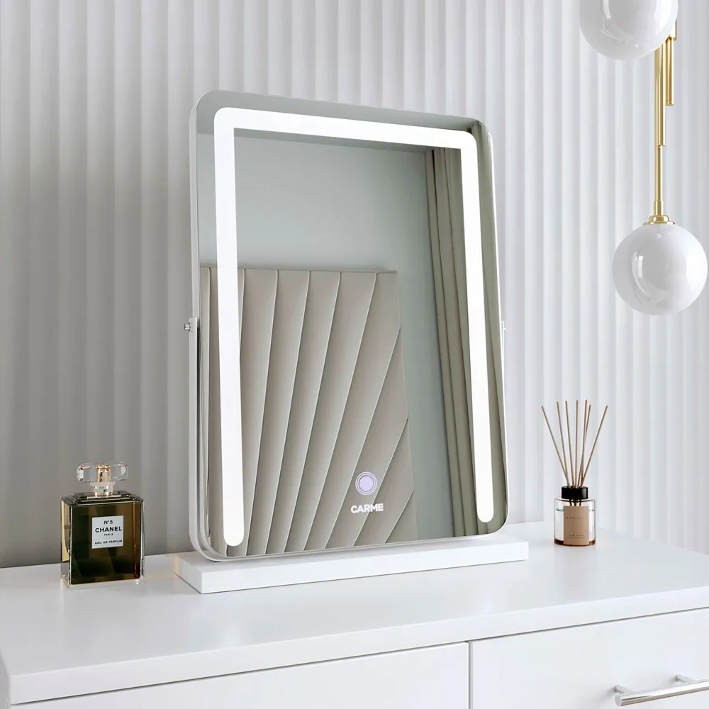 CARME Home Rectangular Touch Sensor Mirror - White