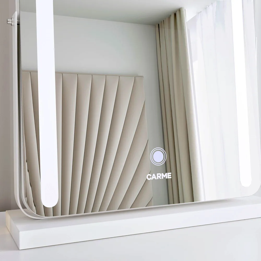 CARME Home Rectangular Touch Sensor Mirror - White