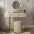 CARME Home Deco Single Drawer Dressing Table Set with LED Mirror - Cream, Velvet