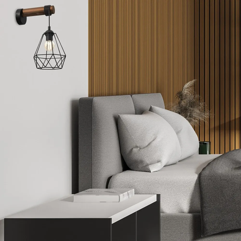 Acero Wall Lamp - Black, Wood