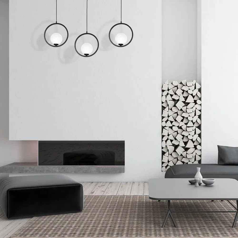 Boston Circular Pendant Lamp - Black, Metal