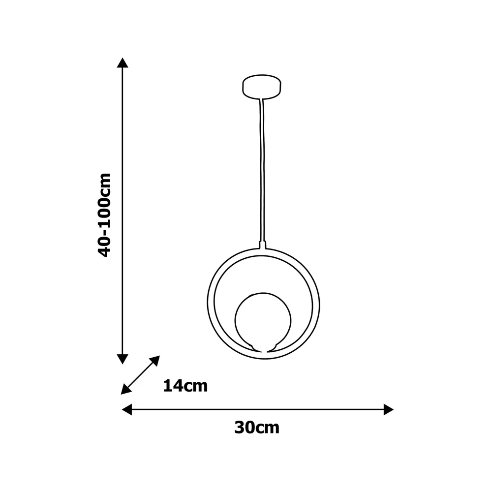 Boston Circular Pendant Lamp - Black, Metal