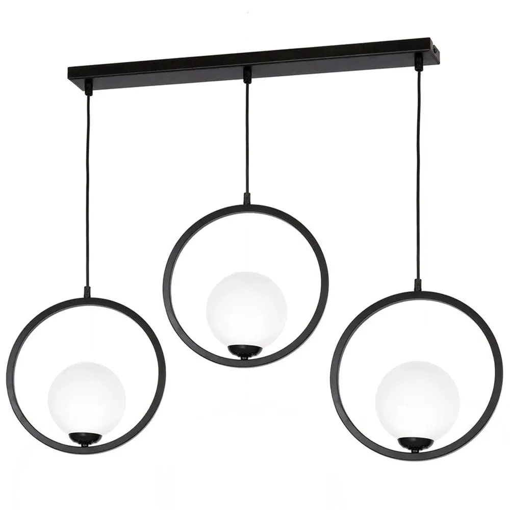 Boston Circular Pendant Lamp - Black, Metal