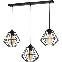 Colin 3-Light Cage Pendant Lamp - Black, Metal