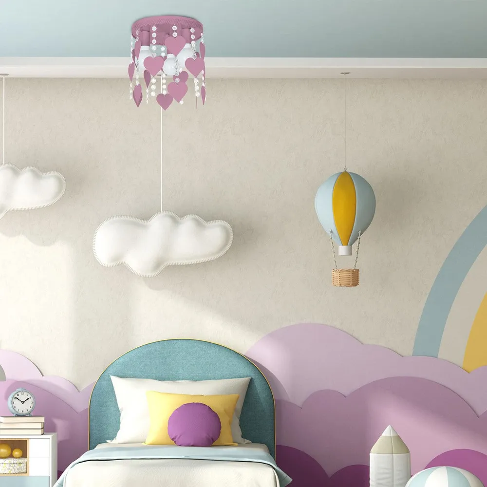 Corazon Heart Ceiling Lamp with Crystals - Pink