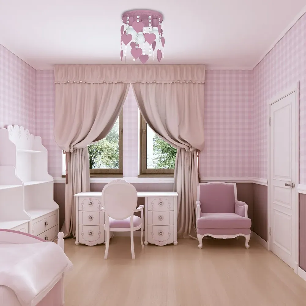 Corazon Heart Ceiling Lamp with Crystals - Pink