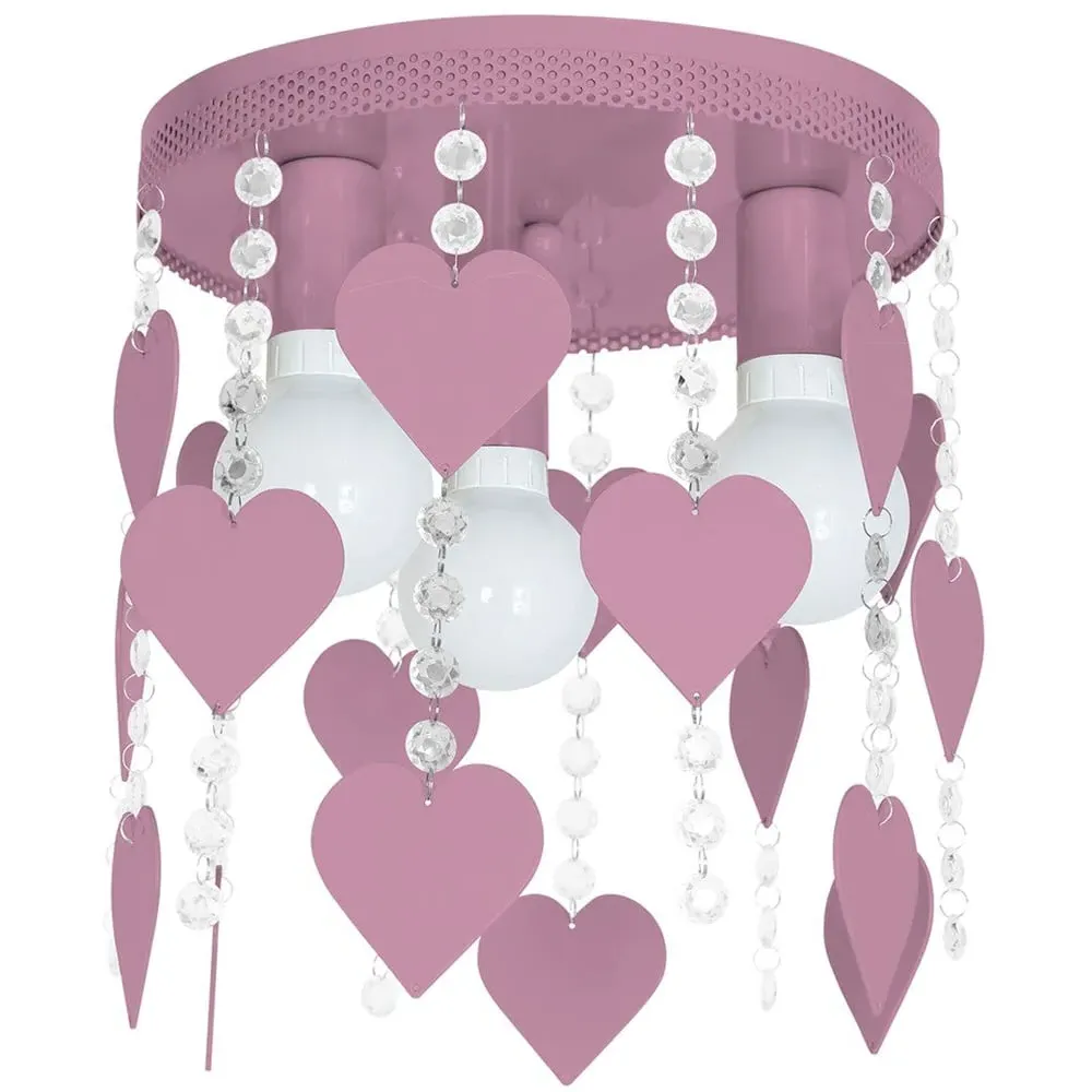 Corazon Heart Ceiling Lamp with Crystals - Pink image