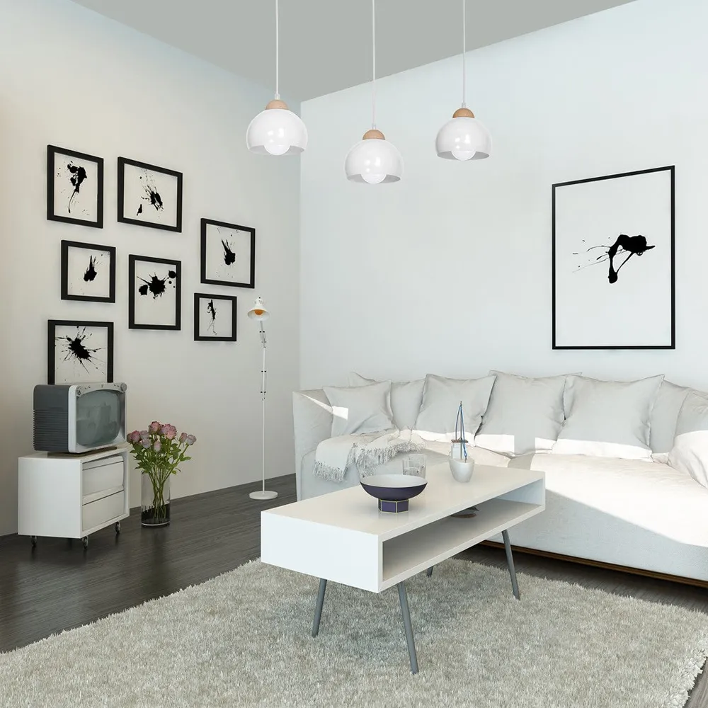 Dama 3 Pendant Lamp - White, Wood