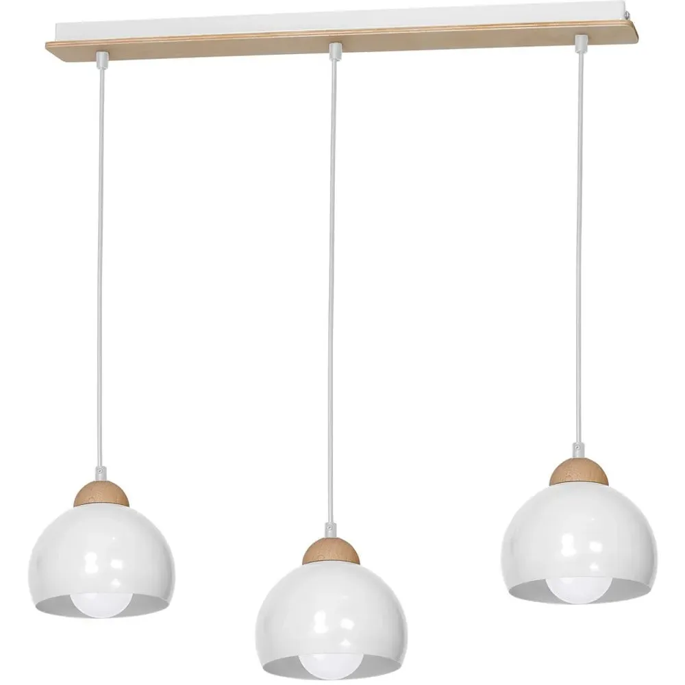 Dama 3 Pendant Lamp - White, Wood
