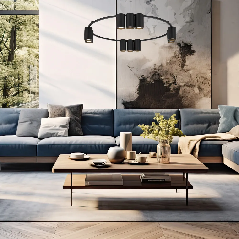 Genesis Circle 10 LED Pendant Light - Black